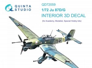Quinta Studio QD72059 Ju 87 D/G 3D-Printed & coloured Interior on decal paper (Academy/Special Hobby) 1/72