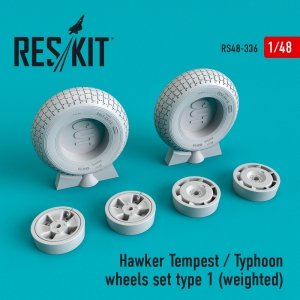 RESKIT RS48-0336 HAWKER TEMPEST/TYPHOON WHEELS SET TYPE 1 (WEIGHTED) 1/48