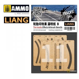 Liang 0011 Tire Tracks Effects Airbrush Stencils B