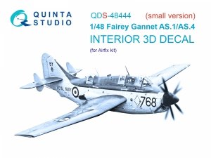 Quinta Studio QDS48444 Fairey Gannet AS.1_AS.4 3D-Printed coloured Interior on decal paper (Airfix) (Small version) 1/48