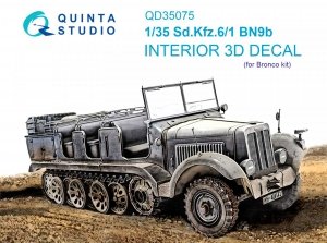 Quinta Studio QD35075 Sd.Kfz.6-1 BN9b 3D-Printed & coloured Interior on decal paper (Bronco) 1/35