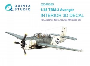 Quinta Studio QD48385 TBM-3 Avenger 3D-Printed & coloured Interior on decal paper (Accurate miniatures/Academy) 1/48