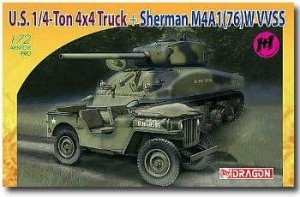 Dragon 7412 1/4 Ton 4x4 Truck + Sherman M4A1(76) W VVSS (1:72)