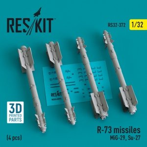 RESKIT RS32-0372 R-73 missiles (4 pcs) (MiG-29, Su-27) (3D Printed) 1/32