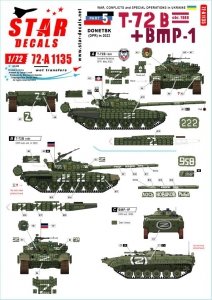 Star Decals 72-A1135 War in Ukraine # 5. T-72B (1986) and BMP-1 1/72