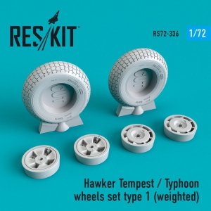 RESKIT RS72-0336 HAWKER TEMPEST/TYPHOON WHEELS SET TYPE 1 (WEIGHTED) 1/72