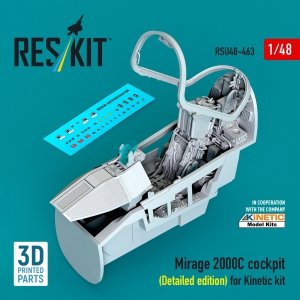 RESKIT RSU48-0463 Mirage 2000C cockpit (Detailed edition) for Kinetic kit (3D Printed) (1/48)