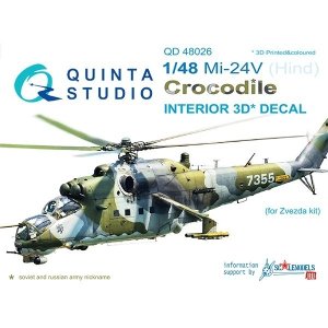 Quinta Studio QD48026 Mi-24V 3D-Printed & coloured Interior on decal paper (for Zvezda kit) 1/48