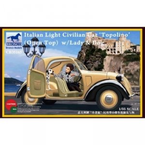 Bronco CB35165 Italian Light Civilian Car Topolino Open Top With Lady And Dog 1/35