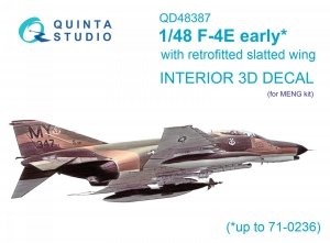 Quinta Studio QD48387 F-4E early with slatted wing 3D-Printed & coloured Interior on decal paper (Meng) 1/48
