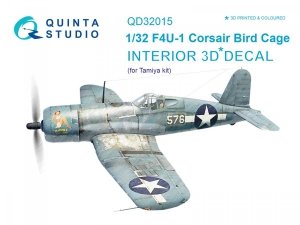 Quinta Studio QD32015 F4U-1 Corsair (Bird cage) 3D-Printed & coloured Interior on decal paper (for Tamiya kit) 1/32