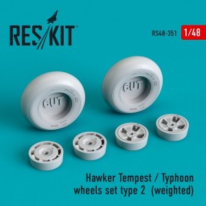 RESKIT RS48-0351 HAWKER TEMPEST/TYPHOON WHEELS SET TYPE 2 (WEIGHTED) 1/48