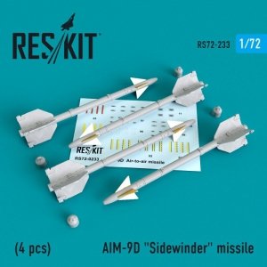 RESKIT RS72-0233 AIM-9D Sidewinder missile (4 PCS) 1/72