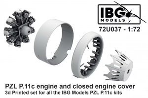 IBG 72U037 PZL P.11c engine and closed engine cover - 3D Printed Set 1/72
