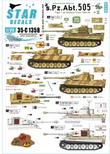 Star Decals 35-C1358 s.Pz.Abt. 505 1943-44 Tiger I on Eastern front 1944-45. Early and mid production Tiger I and Befehls-Tiger 1/35