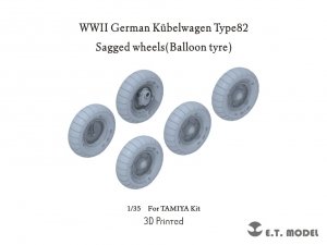 E.T. Model P35-139 WWII German Kübelwagen Type82 Sagged wheels Balloon tyre For TAMIYA Kit 1/35