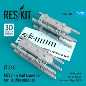 RESKIT RS72-0316 M272 - 4 RAIL LAUNCHER FOR HELLFIRE MISSILES (2 PCS) 1/72