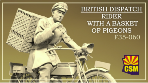 Copper State Models F35-060 British Dispatch Rider with a basket of pigeons ( Motorcycle not included) 1/35