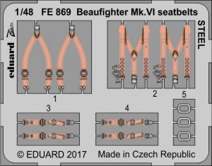 Eduard FE869 Beaufighter Mk. VI seatbelts STEEL TAMIYA 1/48