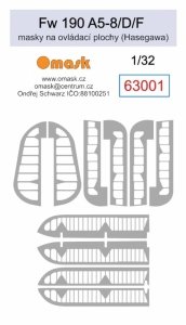 Omask 63001 Fw 190 A5-8 / D / F masks for control surfaces (for Hasegawa) 1/32