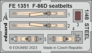 Eduard FE1351 F-86D seatbelts STEEL REVELL 1/48