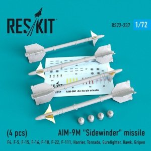 RESKIT RS72-0237 AIM-9M Sidewinder  missile (4 PCS)  1/72
