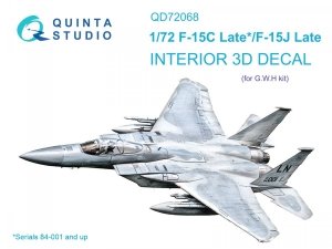 Quinta Studio QD72068 F-15C Late/F-15J Late 3D-Printed & coloured Interior on decal paper (GWH) 1/72