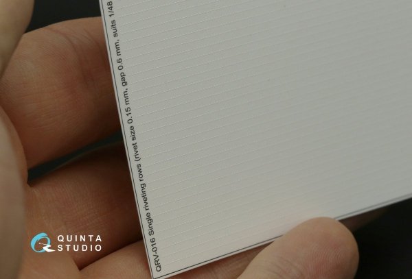 Quinta Studio QRV-016 Single riveting rows (rivet size 0.15 mm, gap 0.6 mm, suits 1/48 scale), White color, total length 6.2 m/20 ft