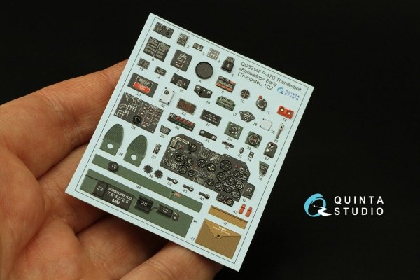 Quinta Studio QD32148 P-47D Thunderbolt Bubbletop Early 3D-Printed &amp; coloured Interior on decal paper (Trumpeter) 1/32