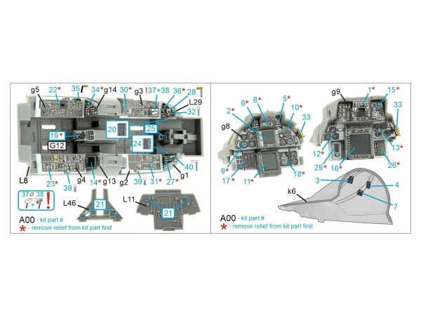 Quinta Studio QDS-48404 F-14B 3D-Printed &amp; coloured Interior on decal paper (GWH) (small version) 1/48