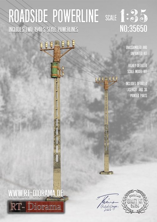 RT-Diorama 35650 3D Resin Print: Roadside Powerline 1/35