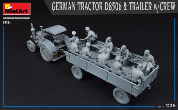 MiniArt 35314 GERMAN TRACTOR D8506 &amp; TRAILER w/CREW 1/35