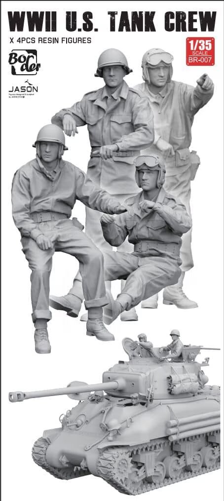 Border Model BR-007 WW II U.S. Tank Crew  (4 Resin Figures) 1/35