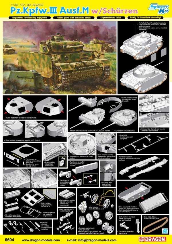 Dragon 6604 Pz.Kpfw.III Ausf.M w/Schurzen (1:35)
