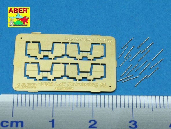 Aber 350L-47 Set of 16 pcs 2cm barrels for German Flakvierling 38 with shields (1:350)