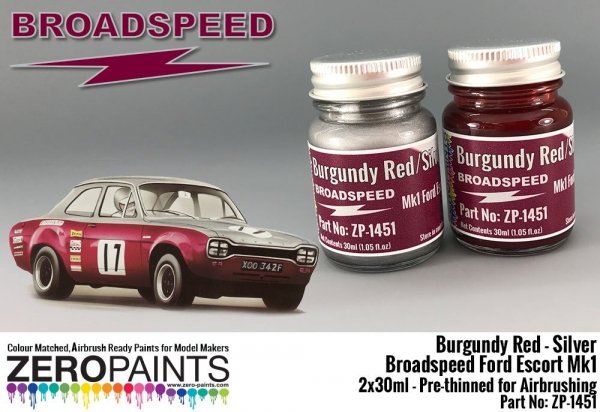 Zero Paints ZP-1451 Broadspeed Ford Escort Mk1 Paint Set 2x30ml