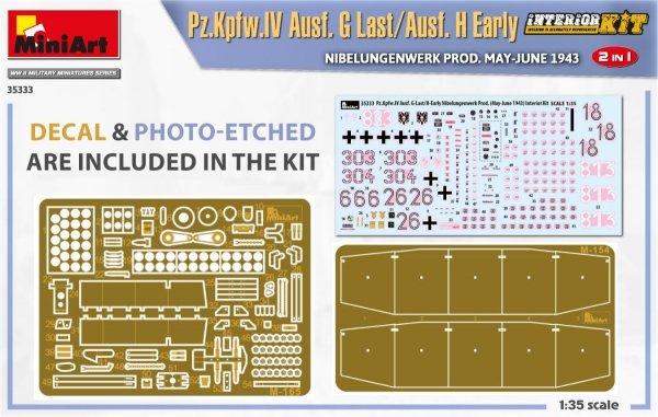MiniArt 35333 Pz.Kpfw.IV Ausf. G Last/Ausf. H Early. NIBELUNGENWERK PROD. MAY-JUNE 1943. 2 IN 1 INTERIOR KIT 1/35