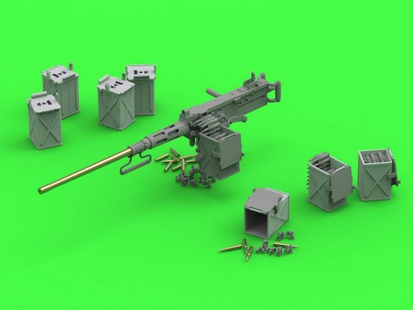 Master GM-35-069 Browning M2HB .50 cal (12,7mm) - karabin maszynowy z mocowaniem czołgowym - wczesny okres II w.św. (kołyska D69820 z małą skrzynką amunicyjną D68375) 1/35