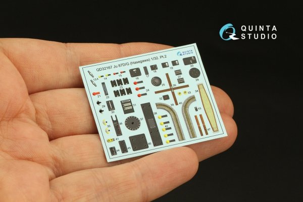 Quinta Studio QD32167 Ju 87D/G 3D-Printed &amp; coloured Interior on decal paper (Hasegawa) 1/32