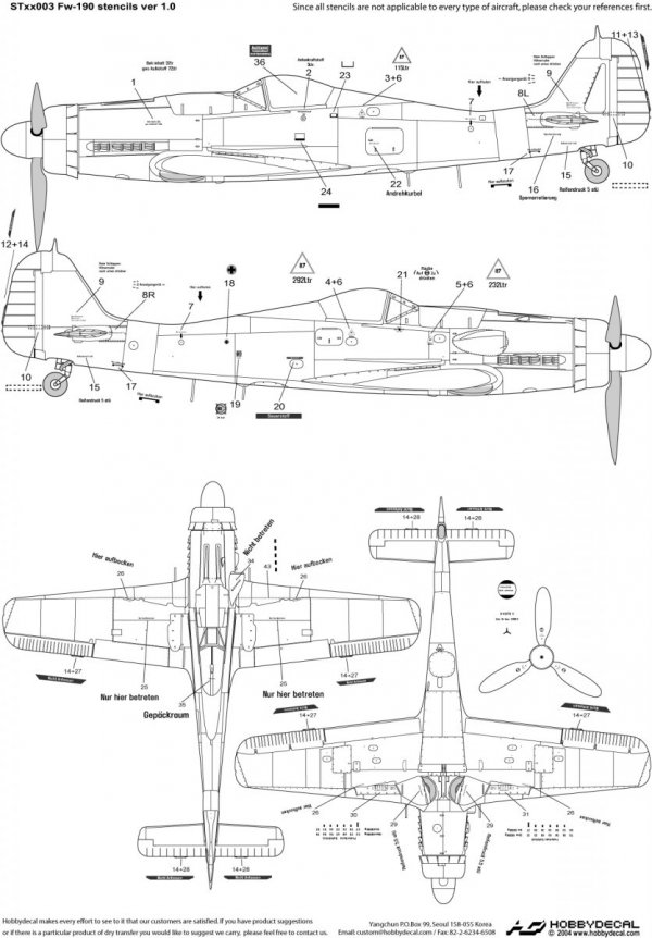 HobbyDecal ST48003V1 Fw-190 Stencils ver 1 1/48