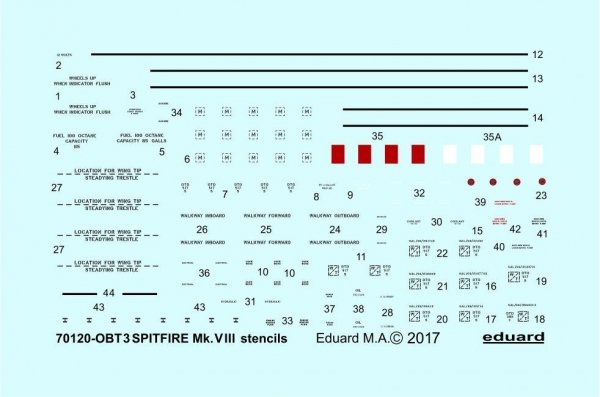 Eduard D72013 Spitfire Mk. VIII stencils 1/72 EDUARD