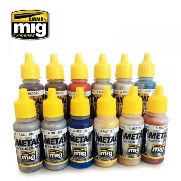 AMMO of Mig Jimenez 7175 METALLIC COLORS SET (12x17ml)