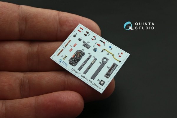 Quinta Studio QD48106 He-162 3D-Printed &amp; coloured Interior on decal paper (for Tamiya kit) 1/48