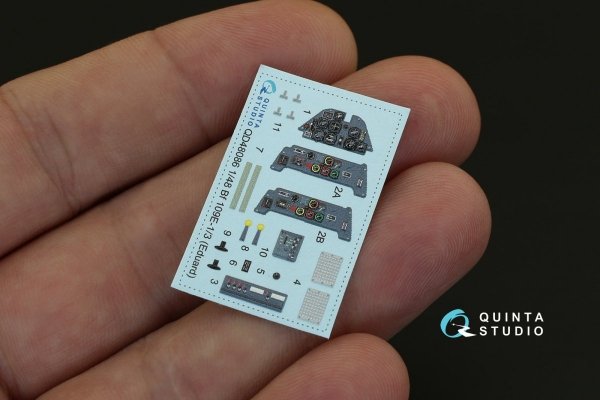 Quinta Studio QD48086 Bf 109E-1/E-3 3D-Printed &amp; coloured Interior on decal paper (for Eduard kit) 1/48