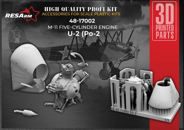 RESARM 48-17002 M-11 FIVE-CYLINDER MOTOR ENGINE - U-2 Po-2 (3D resin printing) 1/48