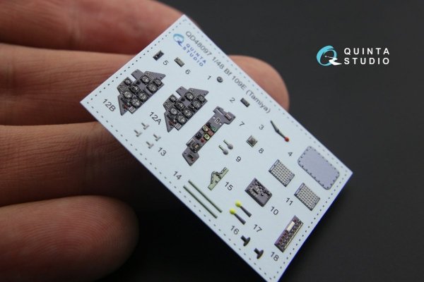 Quinta Studio QD48097 Bf 109E 3D-Printed &amp; coloured Interior on decal paper (for Tamiya kit) 1/48