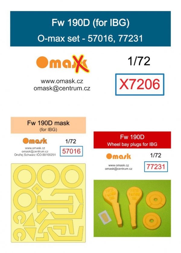 Omask X7206 Fw 190D O-max set (for IBG) 1/72