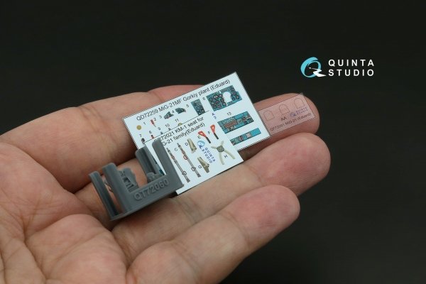Quinta Studio QD+72259 MiG-21MF (Gorkiy plant) 3D-Printed &amp; coloured Interior on decal paper (Eduard) (with 3D-printed resin parts) 1/72
