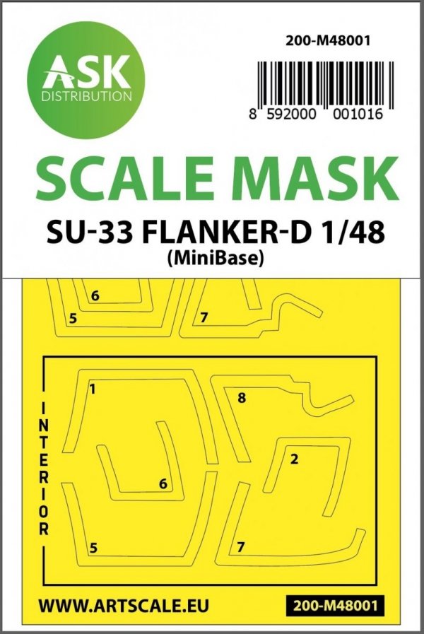 ASK M48001 Su-33 Flanker D double-sided painting mask for Minibase 1/48