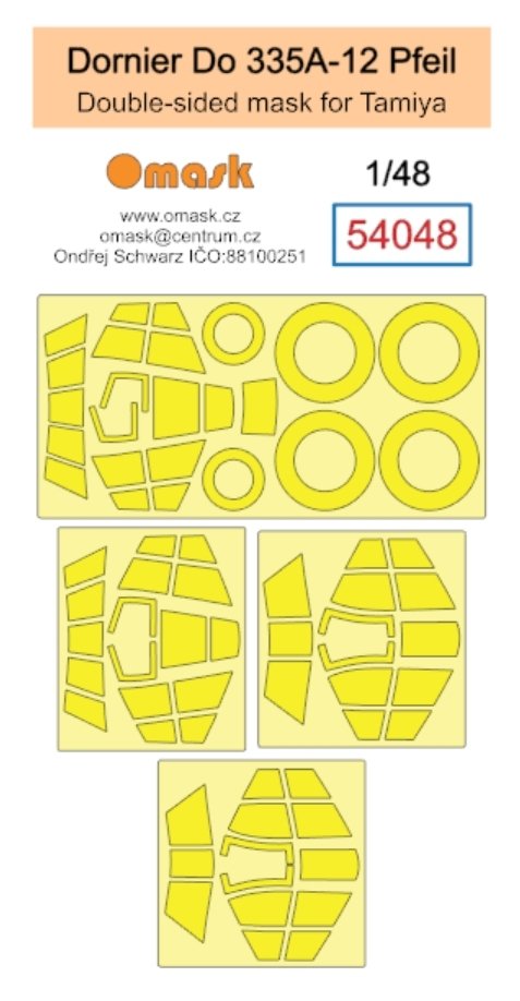 Omask 54048 Dornier Do 335A-12 Pfeil double-sided mask (for Tamiya) 1/48